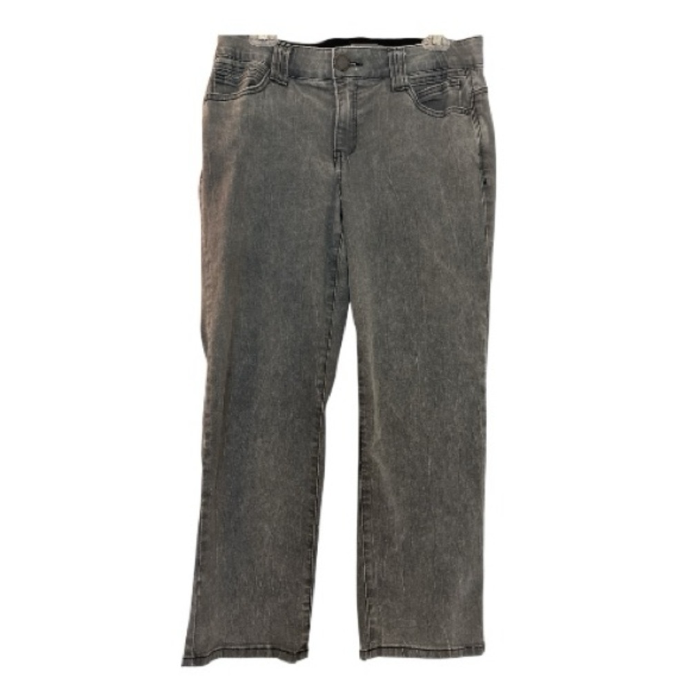 DEMOCRACY AB Technology jeans, sz 10,light black-gray denim straight leg midrise